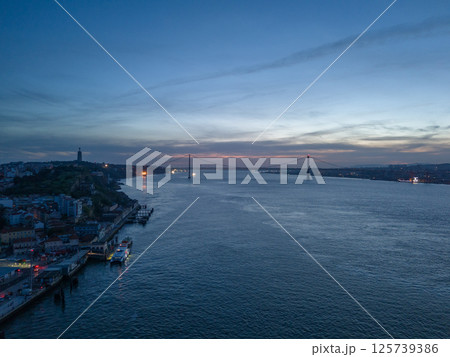 Blackout in Lisbon. 25 of April Suspension Bridge. Portugal Blackout in Lisbon. 25 of April Suspension Bridge. Portugal 125739386