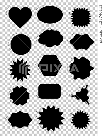 シンプルな吹き出しセット モノクロ シンプルな吹き出しセット モノクロ 125740113
