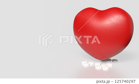 The Heart and drug for health or medical concept 3d Rendering. 125740297