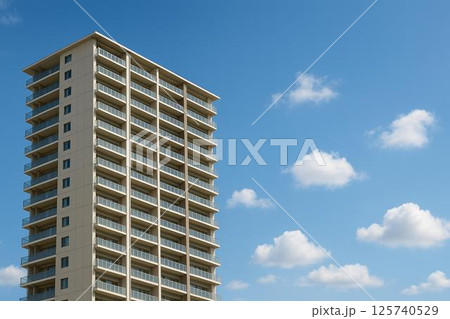 青空に映える高層マンションの外観・都市型集合住宅 青空に映える高層マンションの外観・都市型集合住宅 125740529