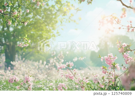 A lush green lawn with a hedge and a row of...のイラスト素材 [125740809] - PIXTA