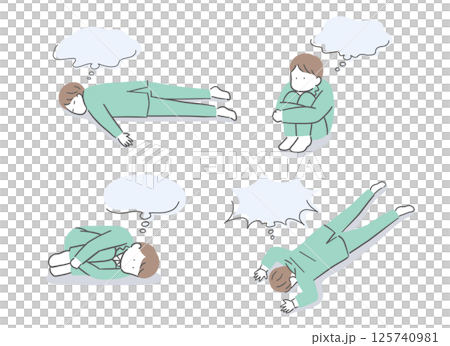 用言語泡沫思考的年輕商人的插圖集 用言語泡沫思考的年輕商人的插圖集 125740981