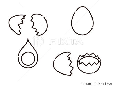 シンプルな卵の線画イラスト シンプルな卵の線画イラスト 125741796