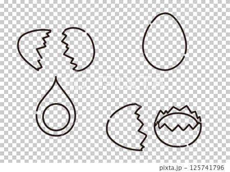シンプルな卵の線画イラスト シンプルな卵の線画イラスト 125741796
