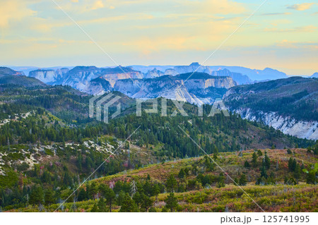 Majestic Kolob Canyon Landscape at Golden Hour Aerial 125741995