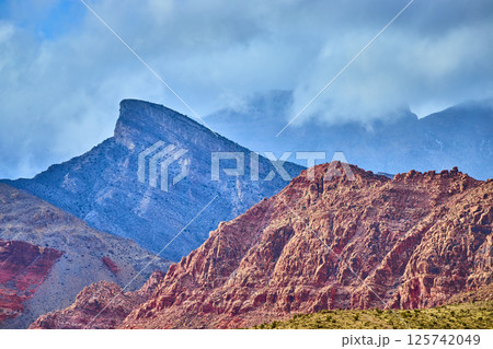 Red Rock Canyon Nevada Rugged Peaks Panoramic View 125742049