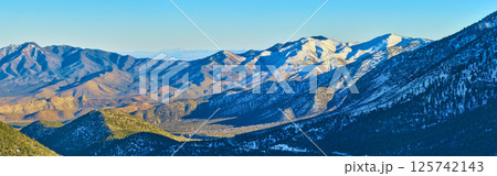 Aerial of Mt Charleston Snow-Capped Peaks in Nevada 125742143