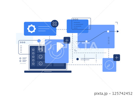 Dashboard interface and big data. Flat illustration Dashboard interface and big data. Flat illustration 125742452