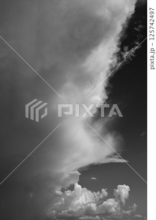 black and white image, buautiful sky with cloud in rainy day 125742497