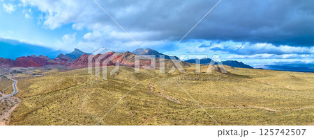 Aerial of Red Rock Canyon Desert Landscape Aerial of Red Rock Canyon Desert Landscape 125742507