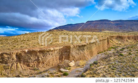 Aerial of Red Rock Canyon Desert Landscape in Late Afternoon Light 125742594
