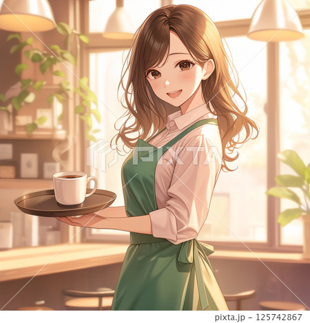 カフェの女性_イラスト1 カフェの女性_イラスト1 125742867