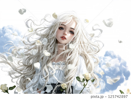花びらを纏った風の精霊のイラスト素材 125742897
