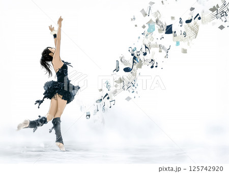 歌を歌う音の妖精のイラスト素材 125742920