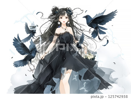 カラスの妖精のイラスト素材 125742938