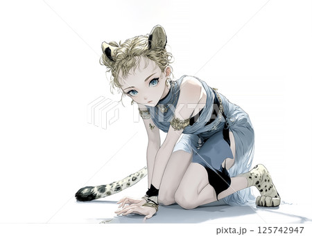 獲物を狙うチーターの妖精のイラスト素材 125742947