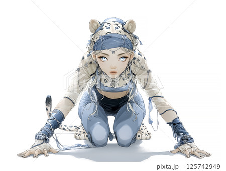 獲物を狙うチーターの妖精のイラスト素材 125742949