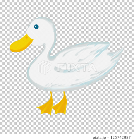 油彩ブラシで描いたアヒルのイラスト　クリップアート　挿絵　png　背景透過 125742987