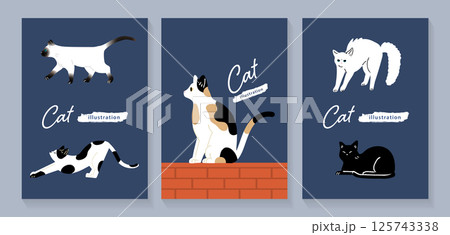 色々なポーズの猫のイラスト 125743338