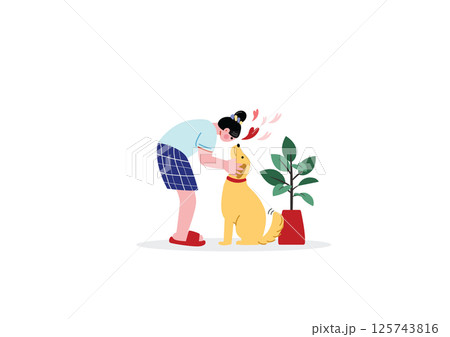 犬を可愛がる女性 犬を可愛がる女性 125743816