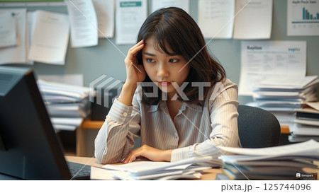 仕事に悩む女性 125744096