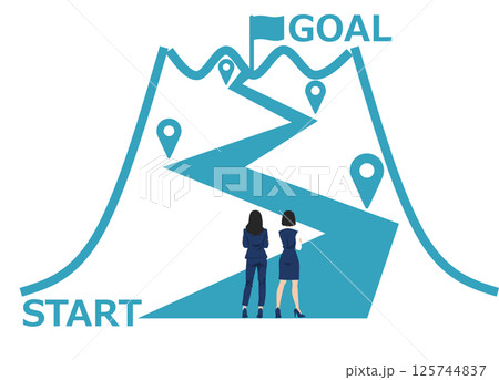 目標達成へのロードマップのイラスト 125744837