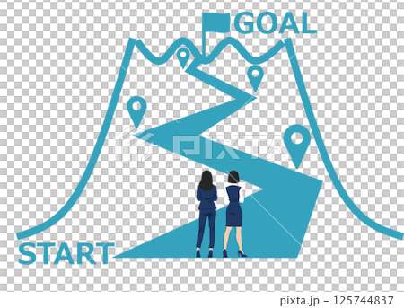 目標達成へのロードマップのイラスト 125744837