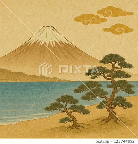 美保の松原　富士山 日本画風タイルアート 三保松原：様々な芸術作品の源泉 | January 2023 | Highlighting Japan