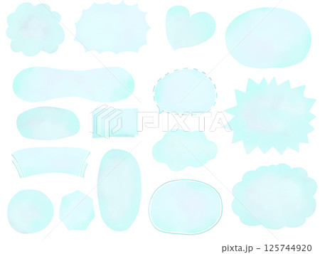水彩：水色の手描きフレームのセット 125744920