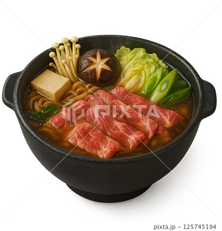 おいしそうなすき焼き 切り抜き背景 125745194