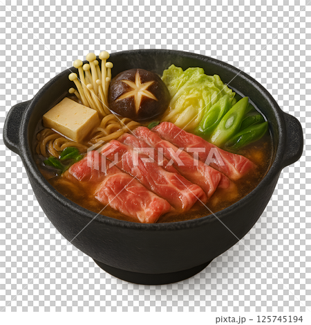 美味的壽喜燒鏤空背景 125745194