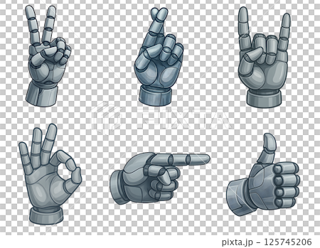 Robot hand sign icon set Robot hand sign icon set 125745206