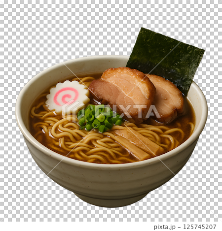 写実的なおいしそうなラーメン 切り抜き背景 写実的なおいしそうなラーメン 切り抜き背景 125745207