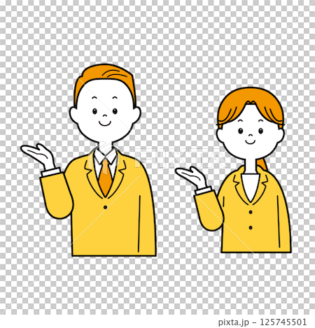 Men and women in suits guiding Men and women in suits guiding 125745501