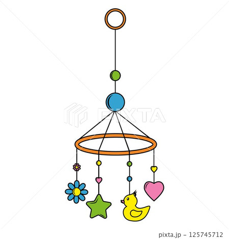 Children's toys-a carousel for a child's bed. Entertainment products for children, vector images. Children's toys-a carousel for a child's bed. Entertainment products for children, vector images. 125745712