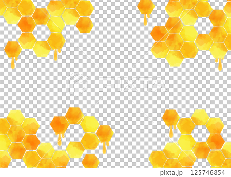 Watercolor style honeycomb pattern and honey illustration 125746854