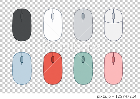 電腦滑鼠顏色變化套裝 | 8種顏色的簡單插圖素材 125747214