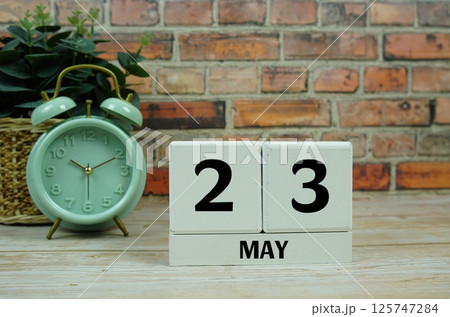 Wooden Calendar Showing the Date of May 23th. Day 23 of May month 125747284