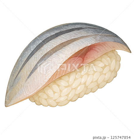 サバの握り寿司のイラスト｜リアル風で質感が美しい一貫ネタ 125747854