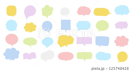 吹き出しセット　パステルカラー手書き風 125748428