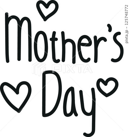 Mother's Day handwritten text with heart illustrations. mother's day concept 125748772