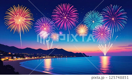 海辺の花火大会 海辺の花火大会 125748851