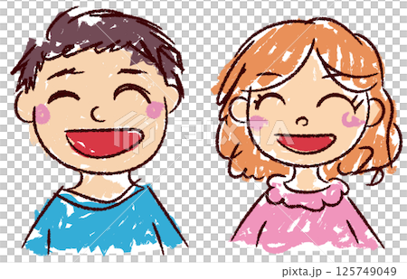 子供が書いた落書きタッチのお父さんの似顔絵のベクターイラストセット 125749049