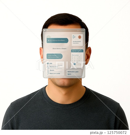 顔がウィンドウに置き換えられた男性 125750072