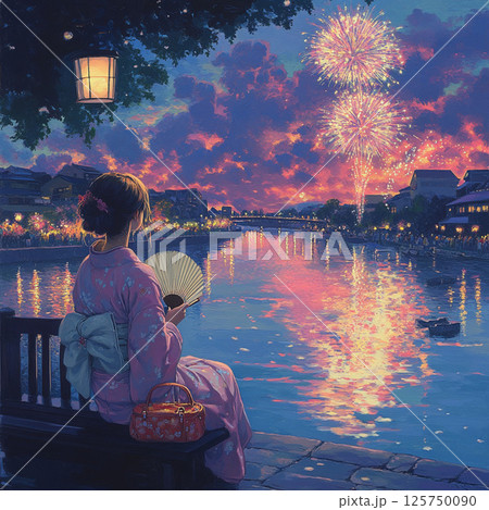 ひとりで見上げた最後の夏の花火 125750090