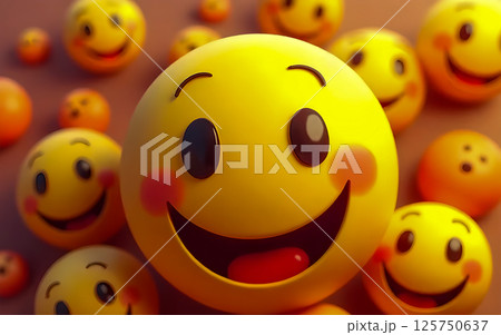 yellow smiley faces with yellow and blue eyes 125750637