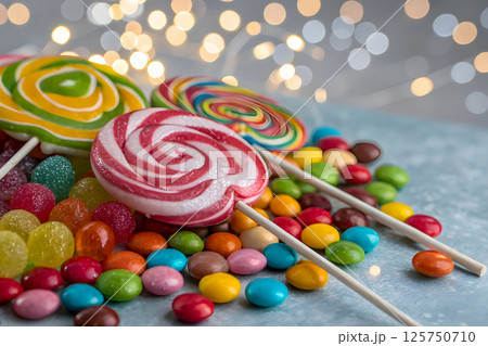 colorful candies on a background 125750710