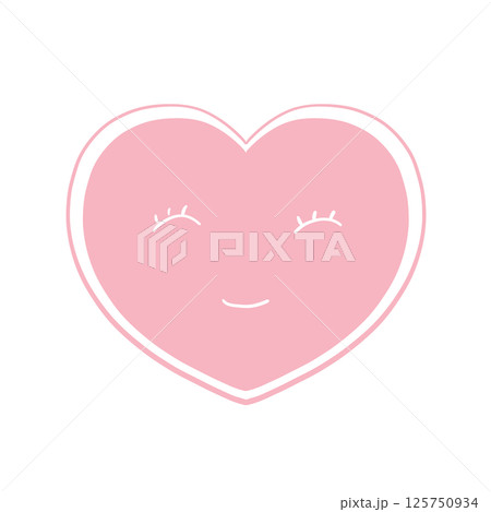 手描きのハート - 繊細でふんわりとした柔らかな色合い - 鴇色（日本の伝統色） 125750934