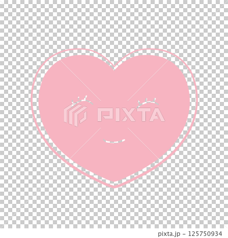 手描きのハート - 繊細でふんわりとした柔らかな色合い - 鴇色（日本の伝統色） 125750934