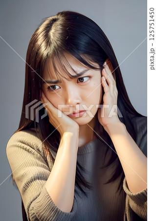 不安な表情の女性 125751450
